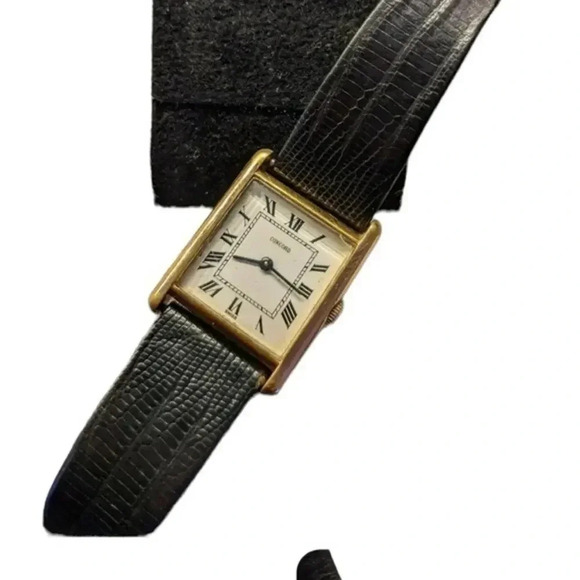 Concord Vintage Mens Tank Watch Alligator Strap Unisex‎ - Picture 1 of 6